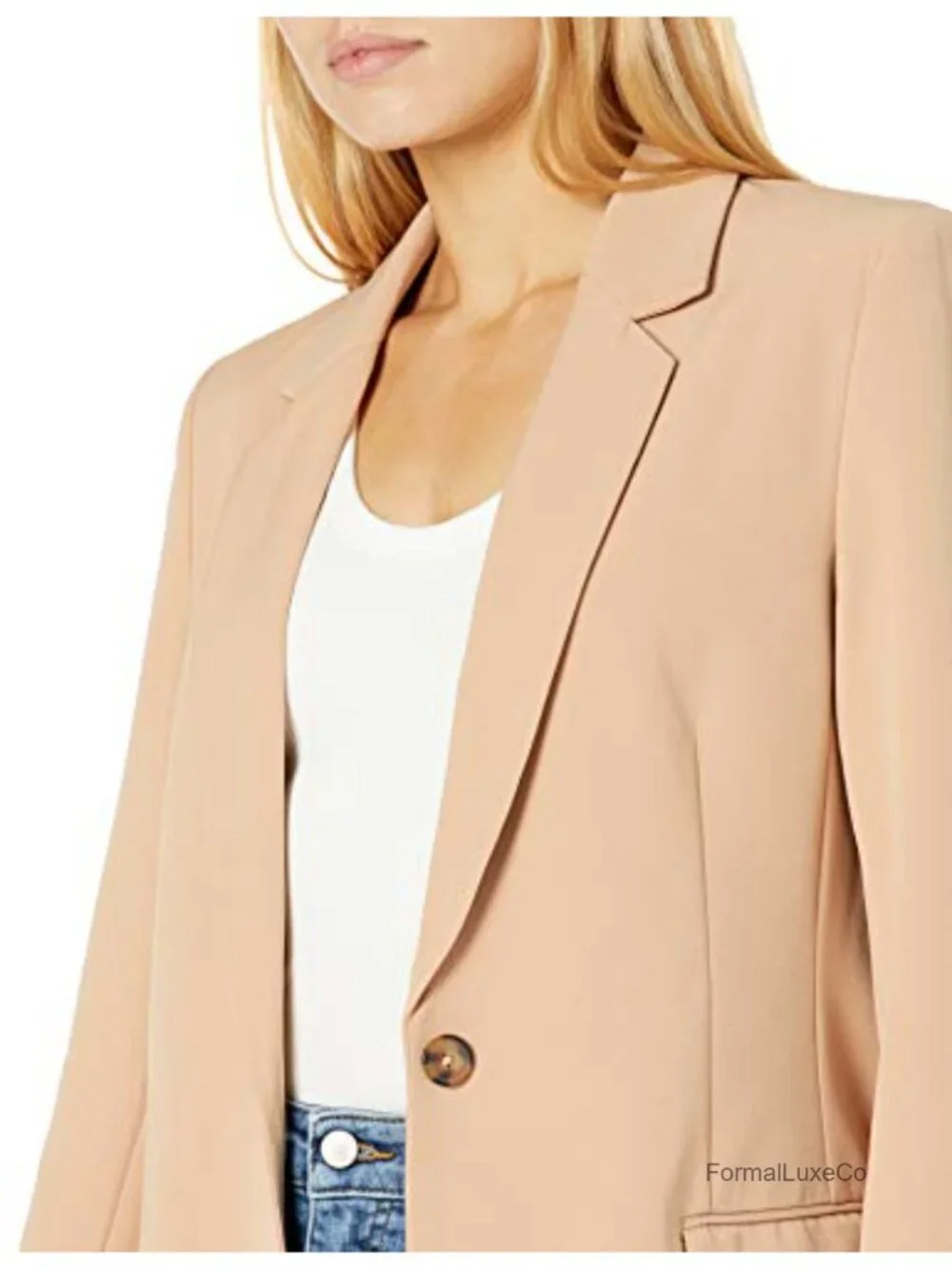 Long Blazer Women's Suiting Notch Collar Long Sleeve Stretch Polyester Blend